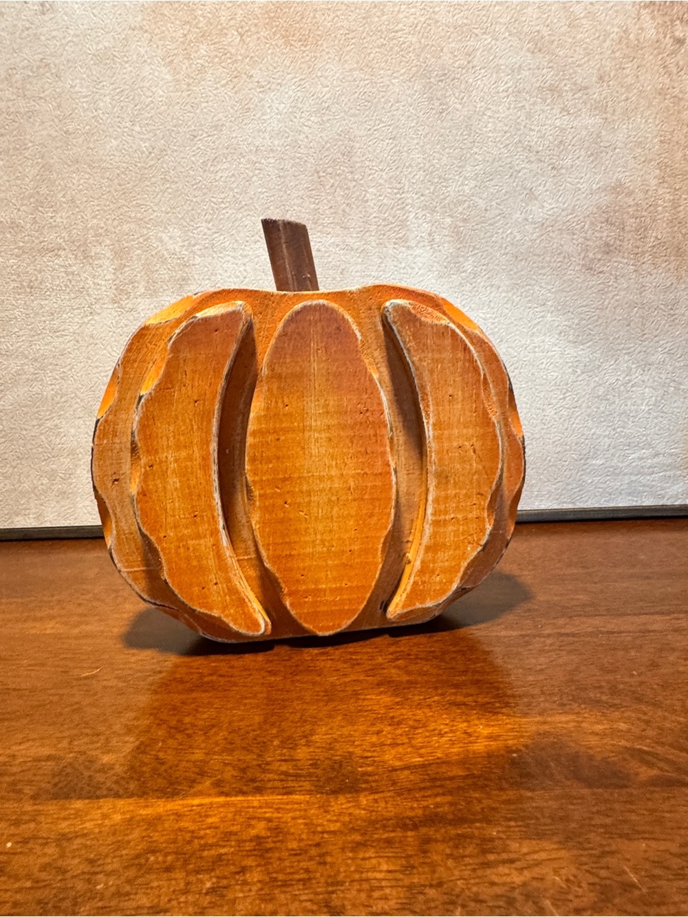 Rustic Orange Wooden Pumpkin Décor - Home Accents